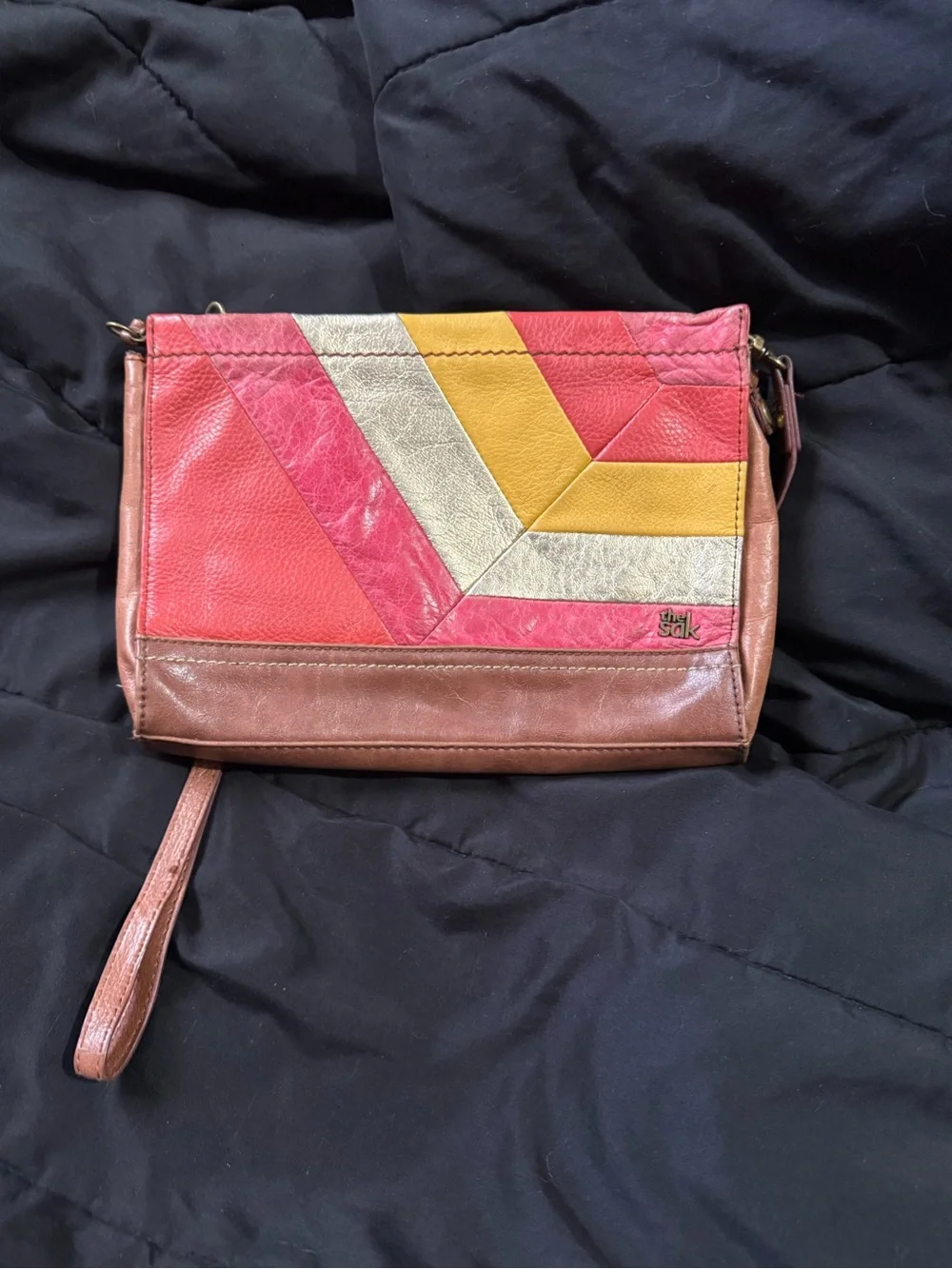 The Sak Colorblock Leather Clutch - Pink, Yellow, Cream & Brown